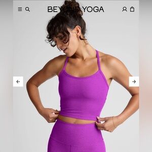 Beyond Yoga Cropped Racerback Tank and Midi Leggings, Vivid Plum Heather